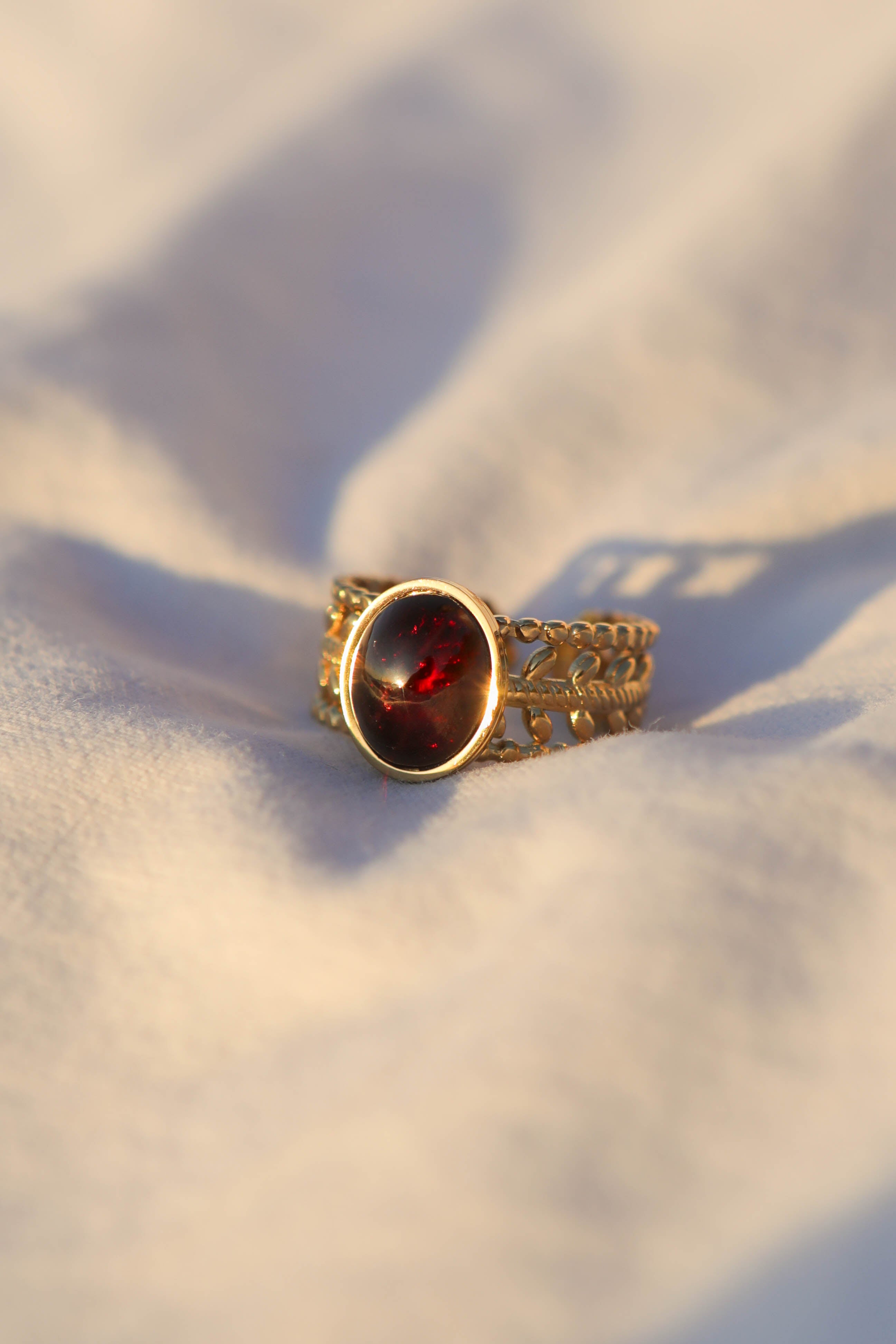 Bague couronne - pierre ovale