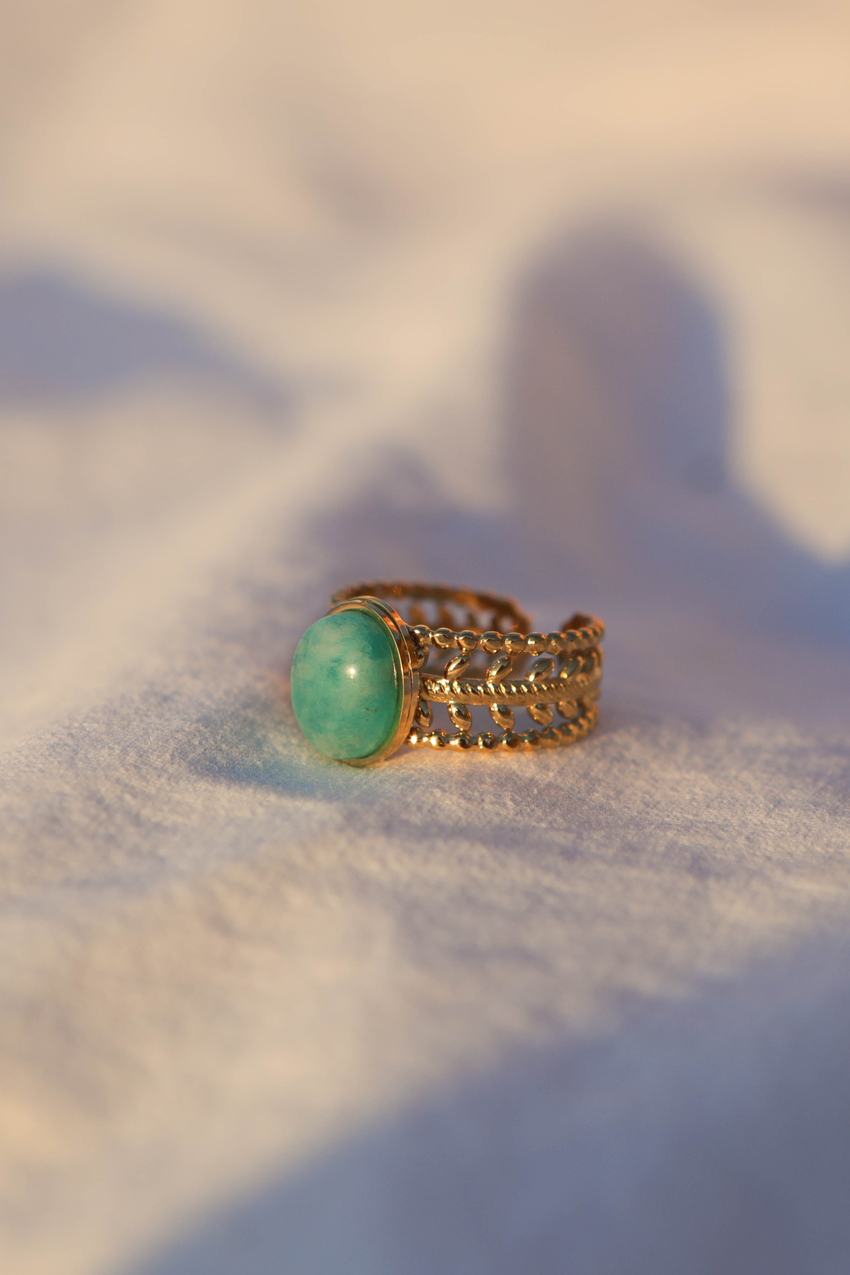 Bague couronne - pierre ovale