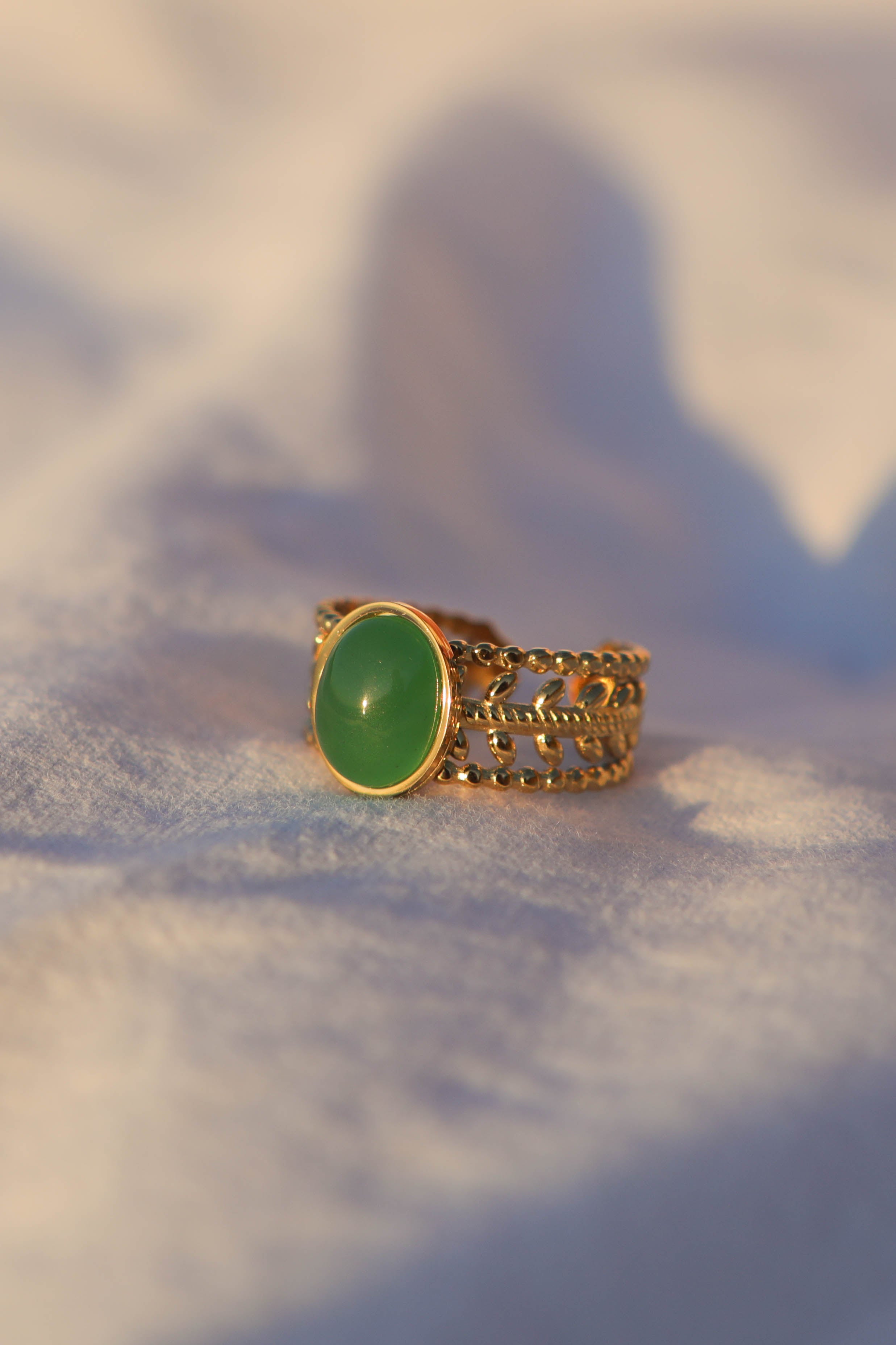 Bague couronne - pierre ovale