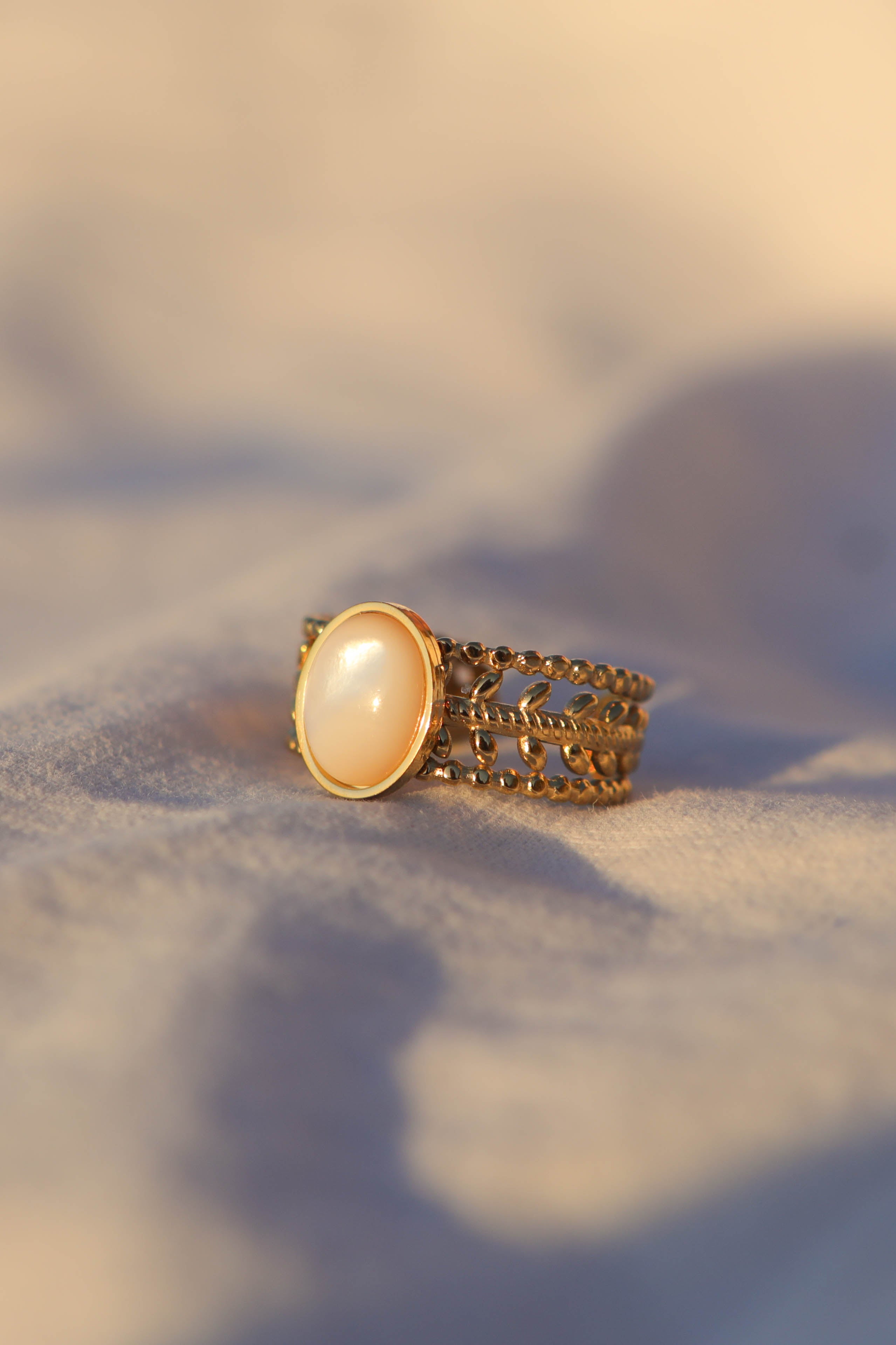 Bague couronne - pierre ovale