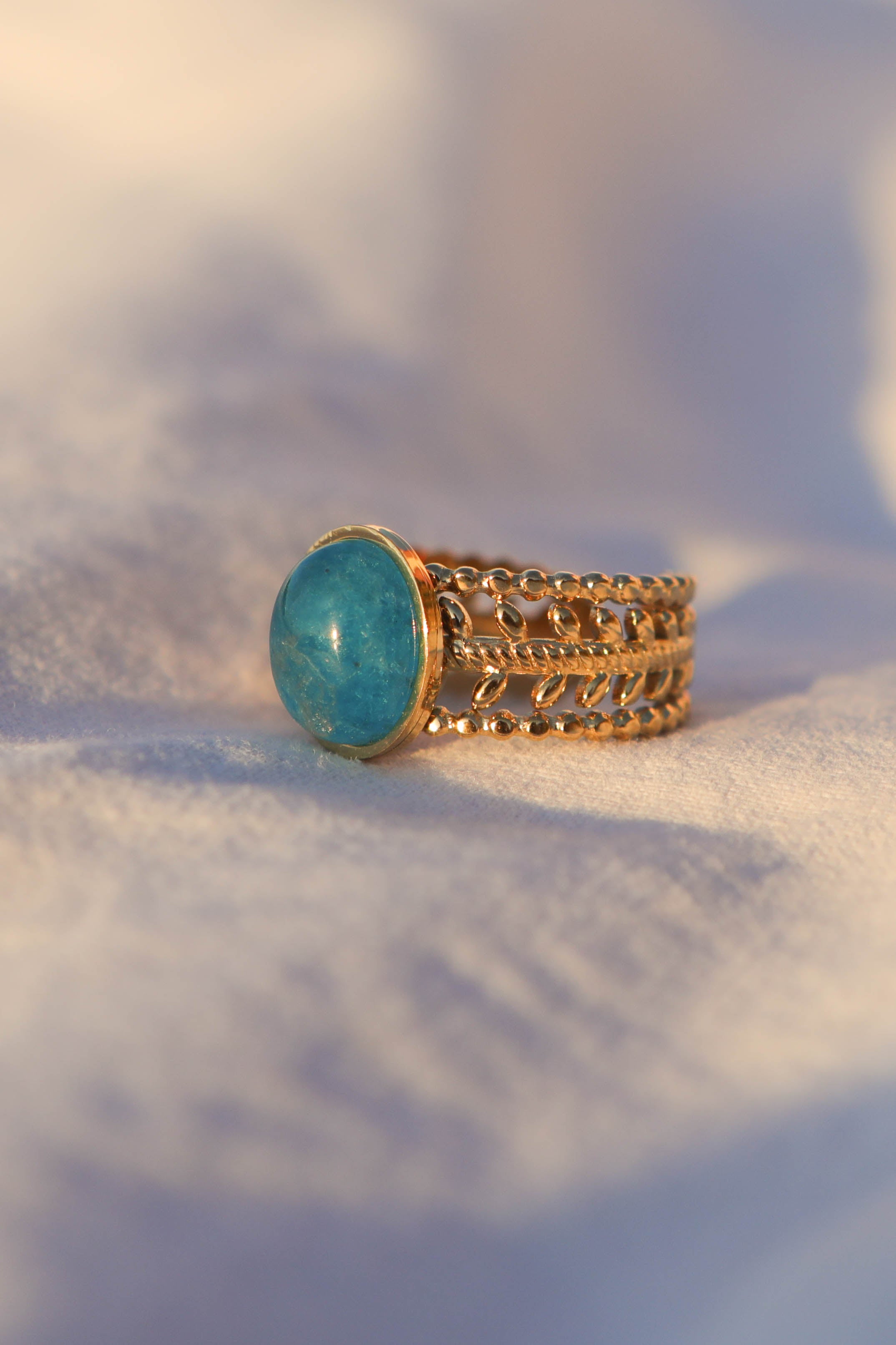 Bague couronne - pierre ovale
