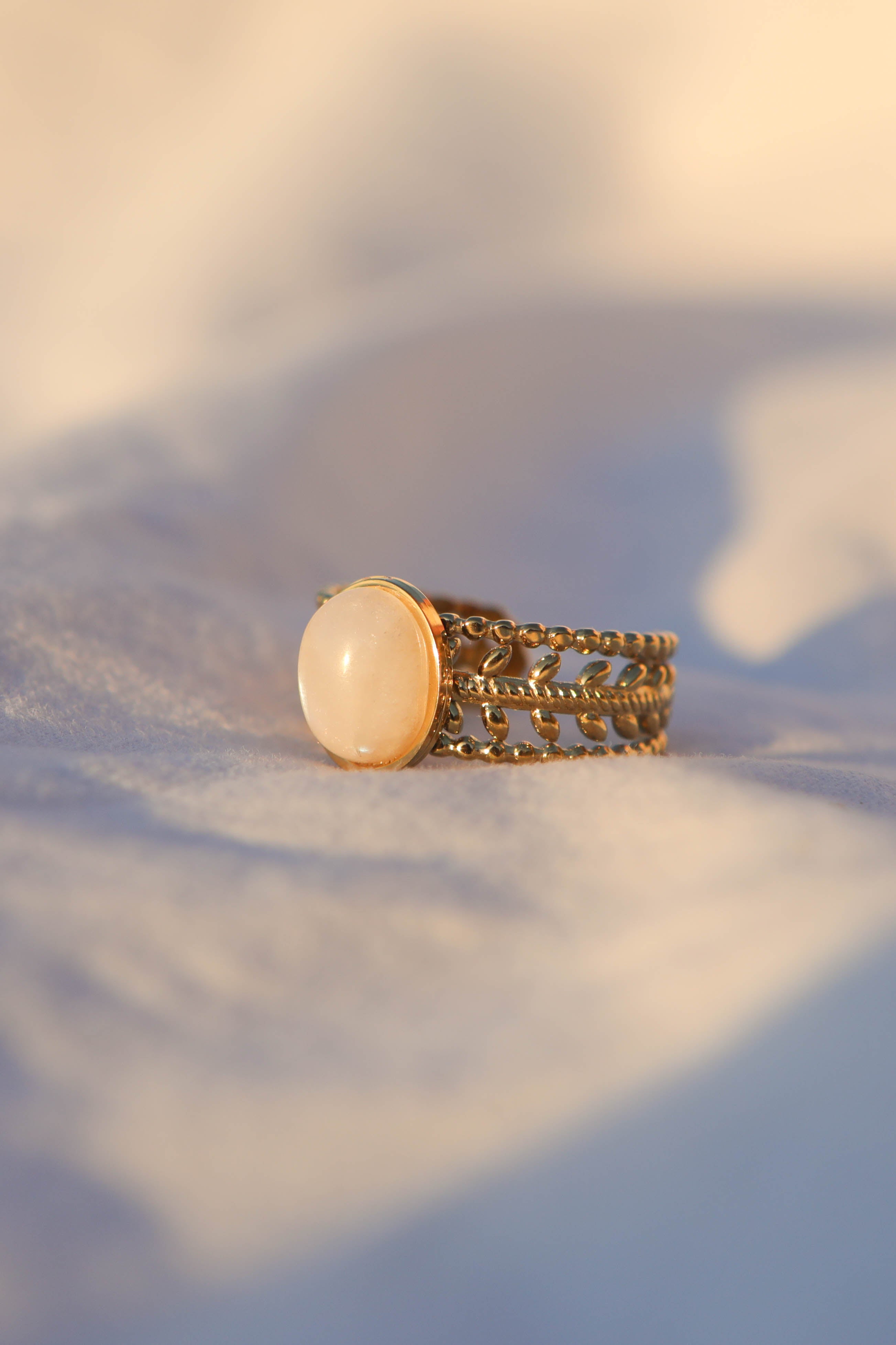 Bague couronne - pierre ovale
