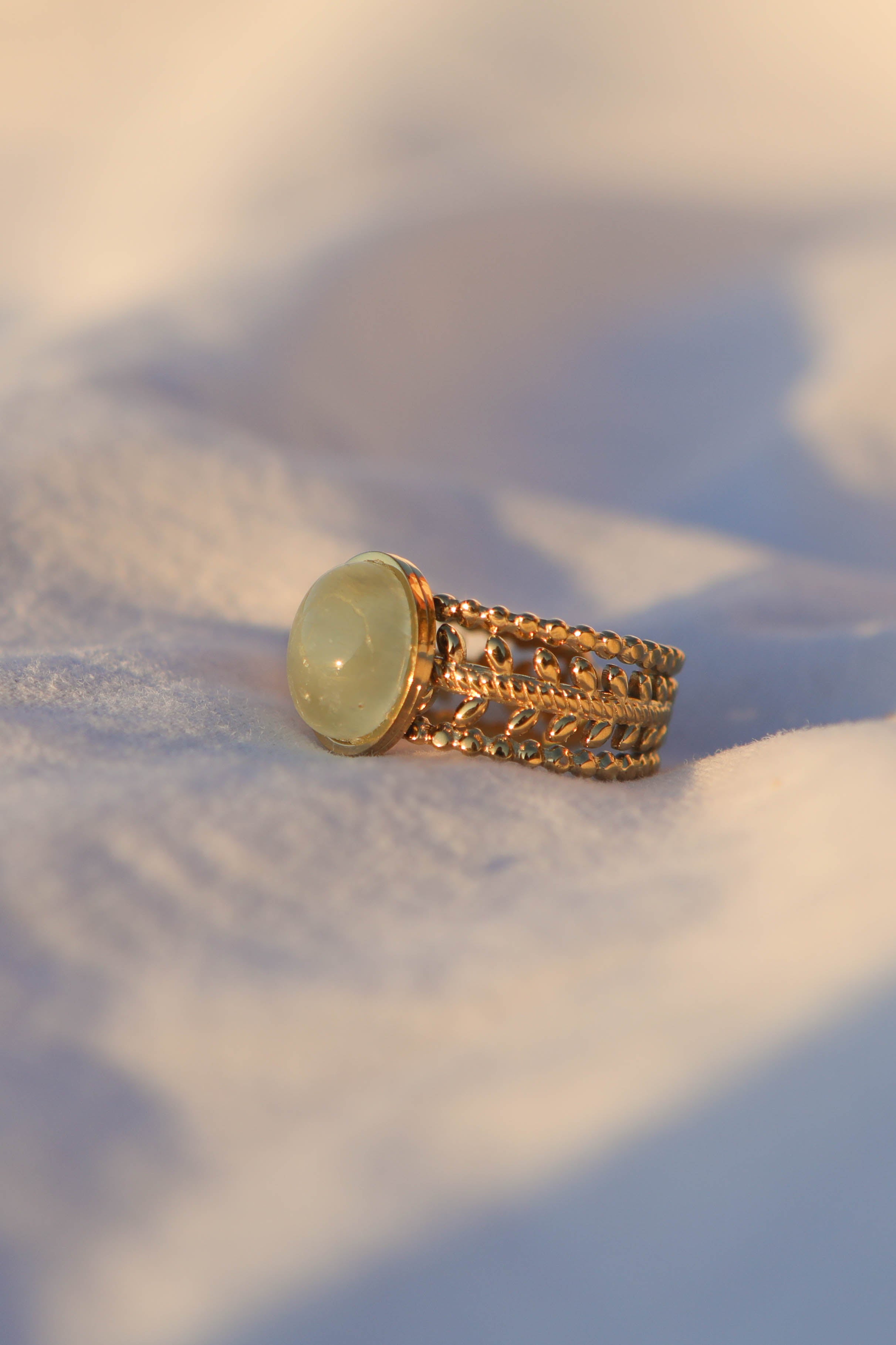Bague couronne - pierre ovale