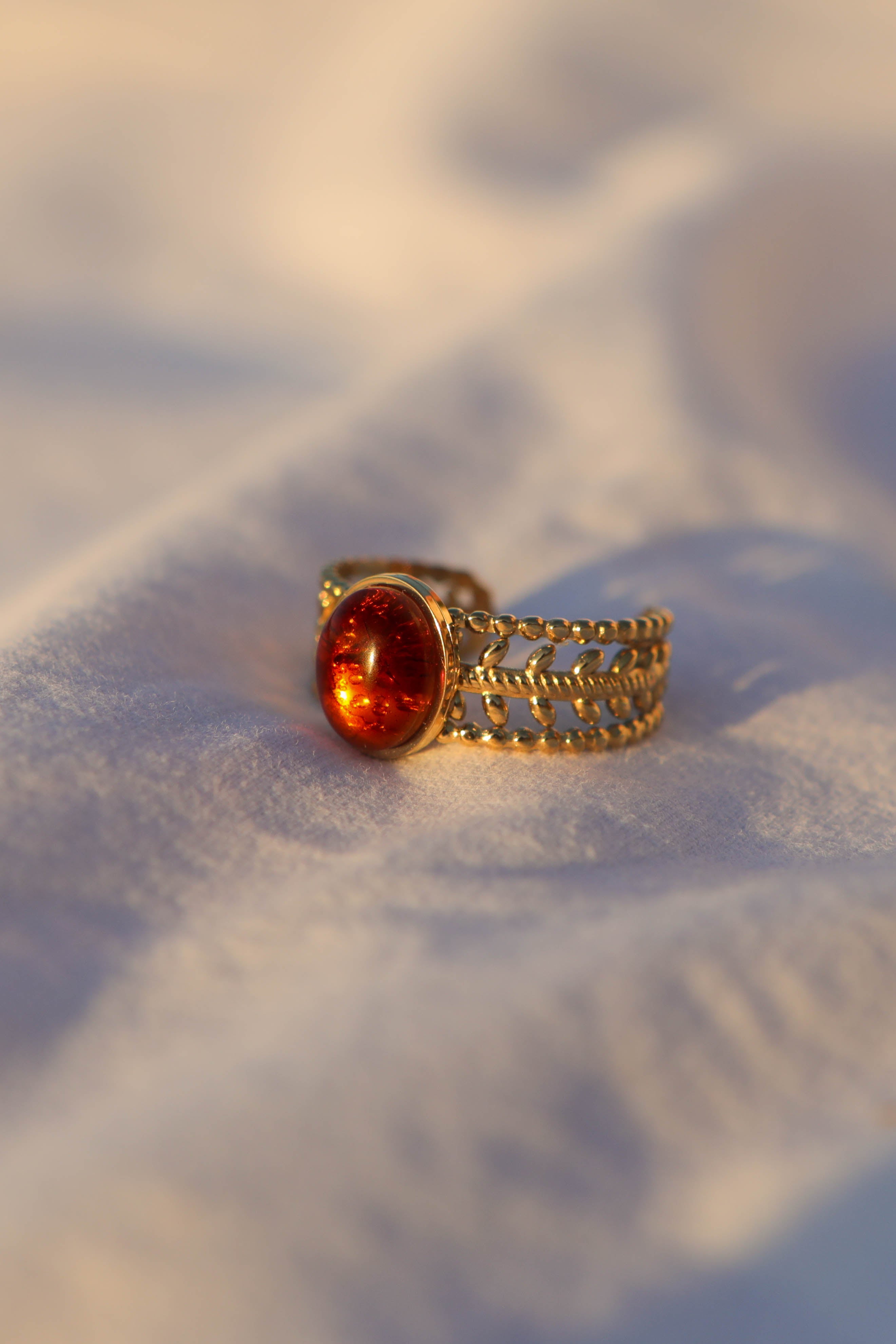 Bague couronne - pierre ovale