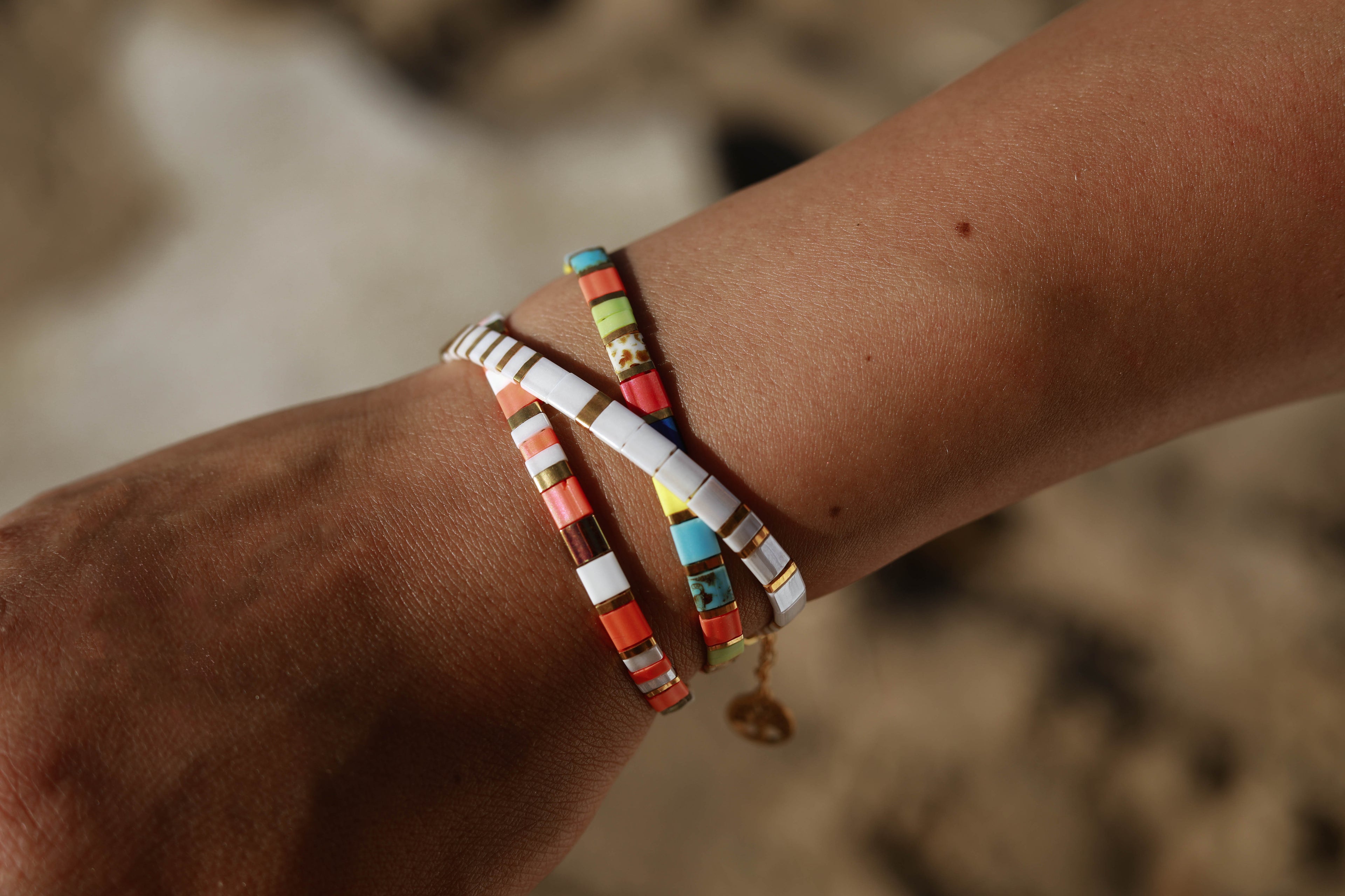 Bracelet Tila - pierres plates japonaises