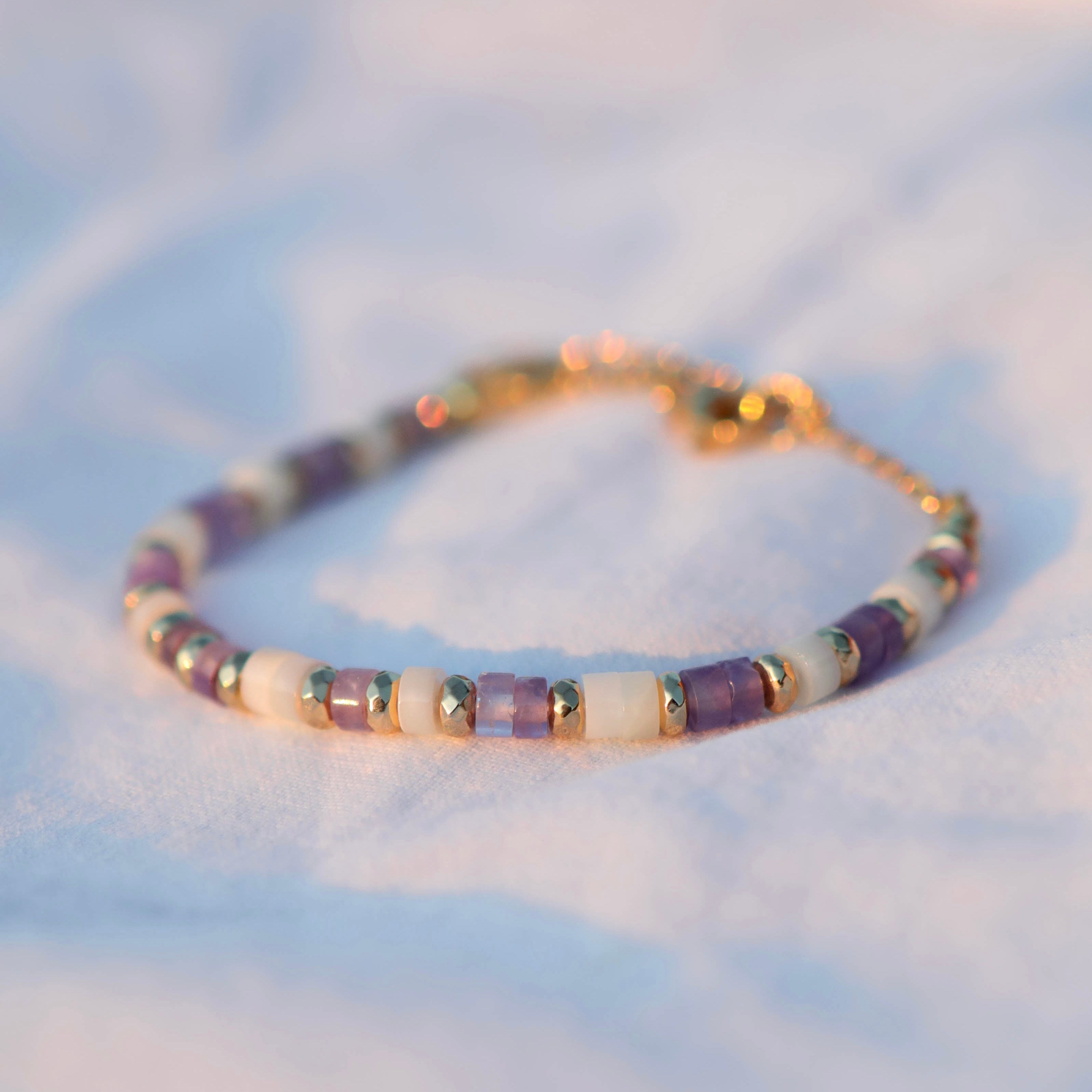 Collier ras de cou en pierres fines heishi