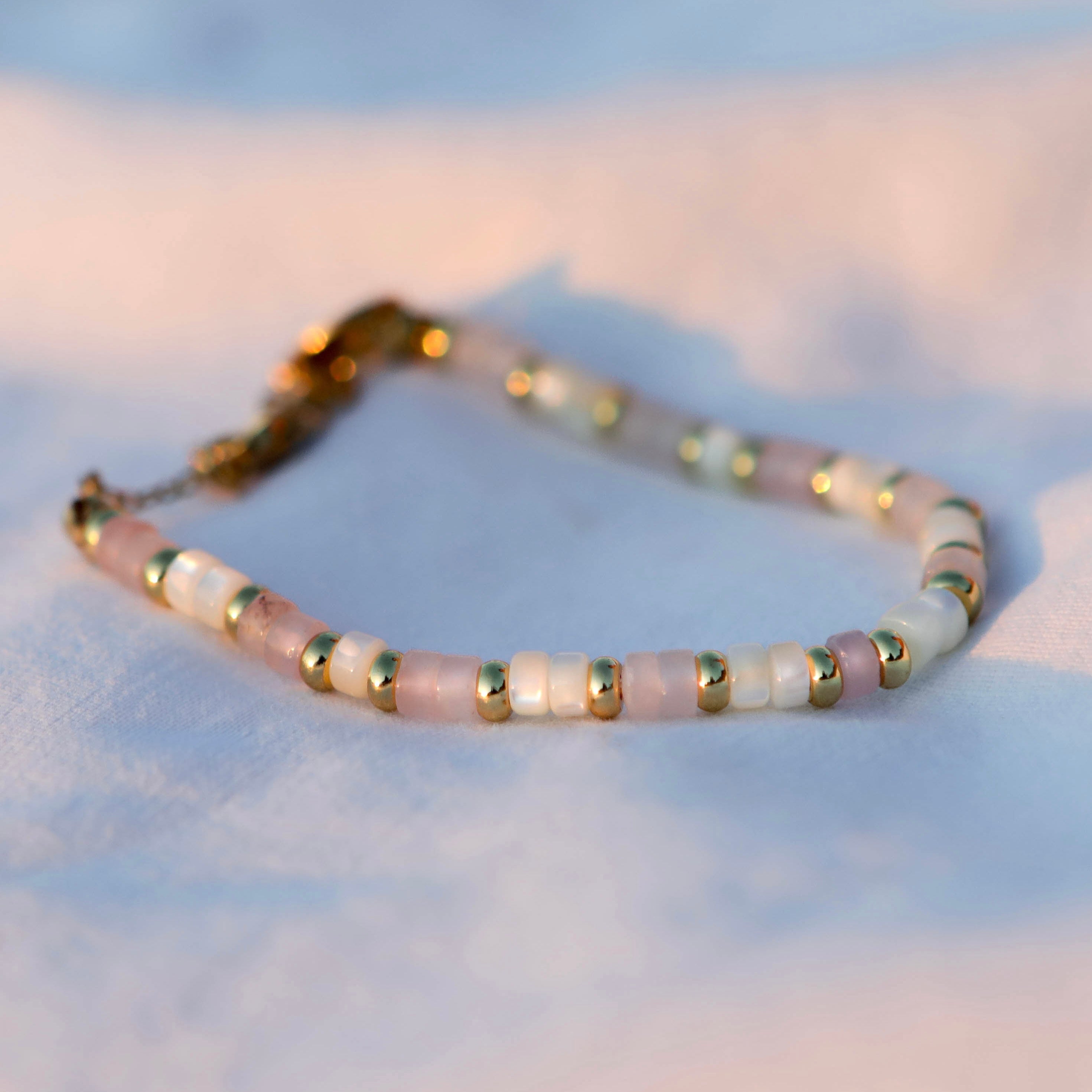 Collier ras de cou en pierres fines heishi
