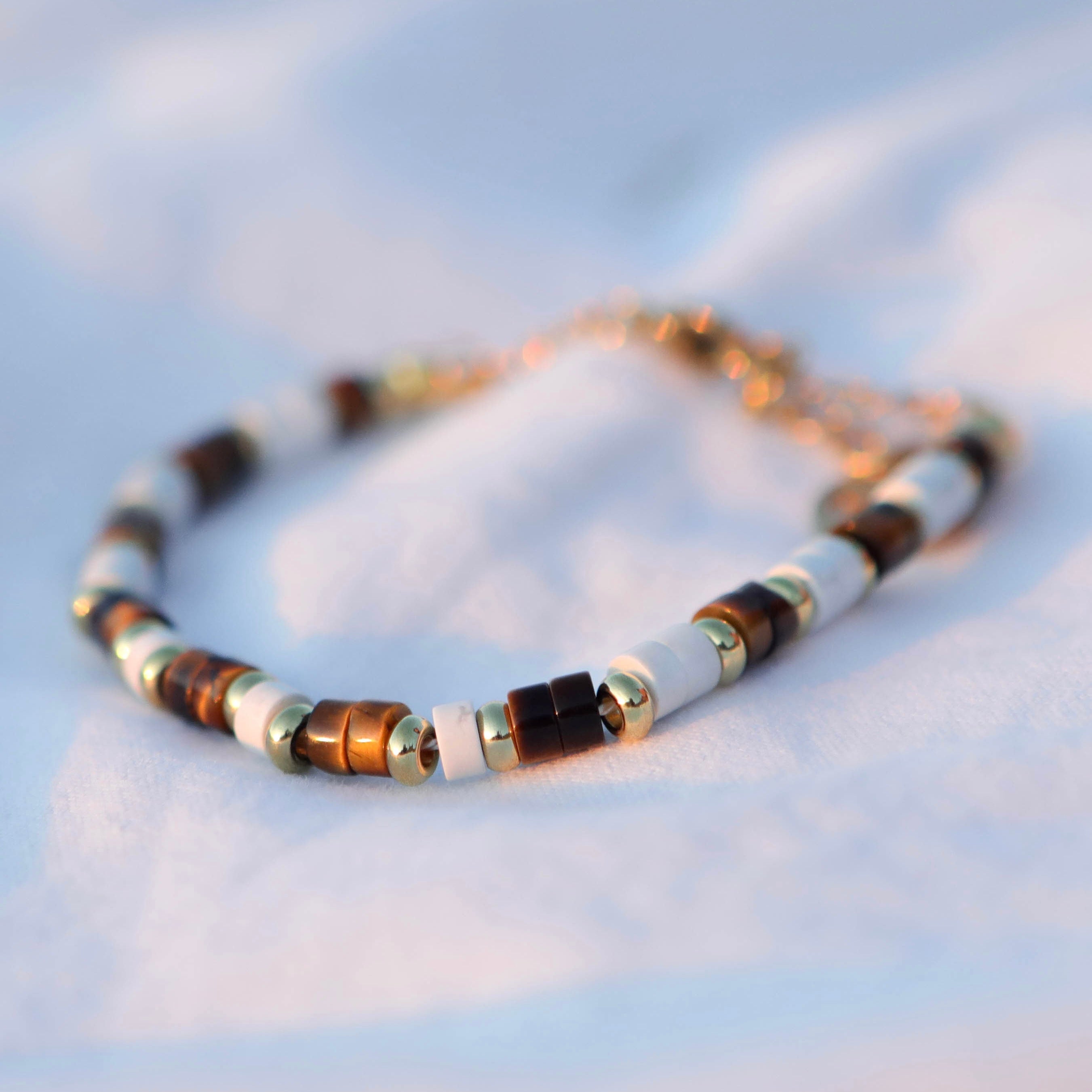 Collier ras de cou en pierres fines heishi