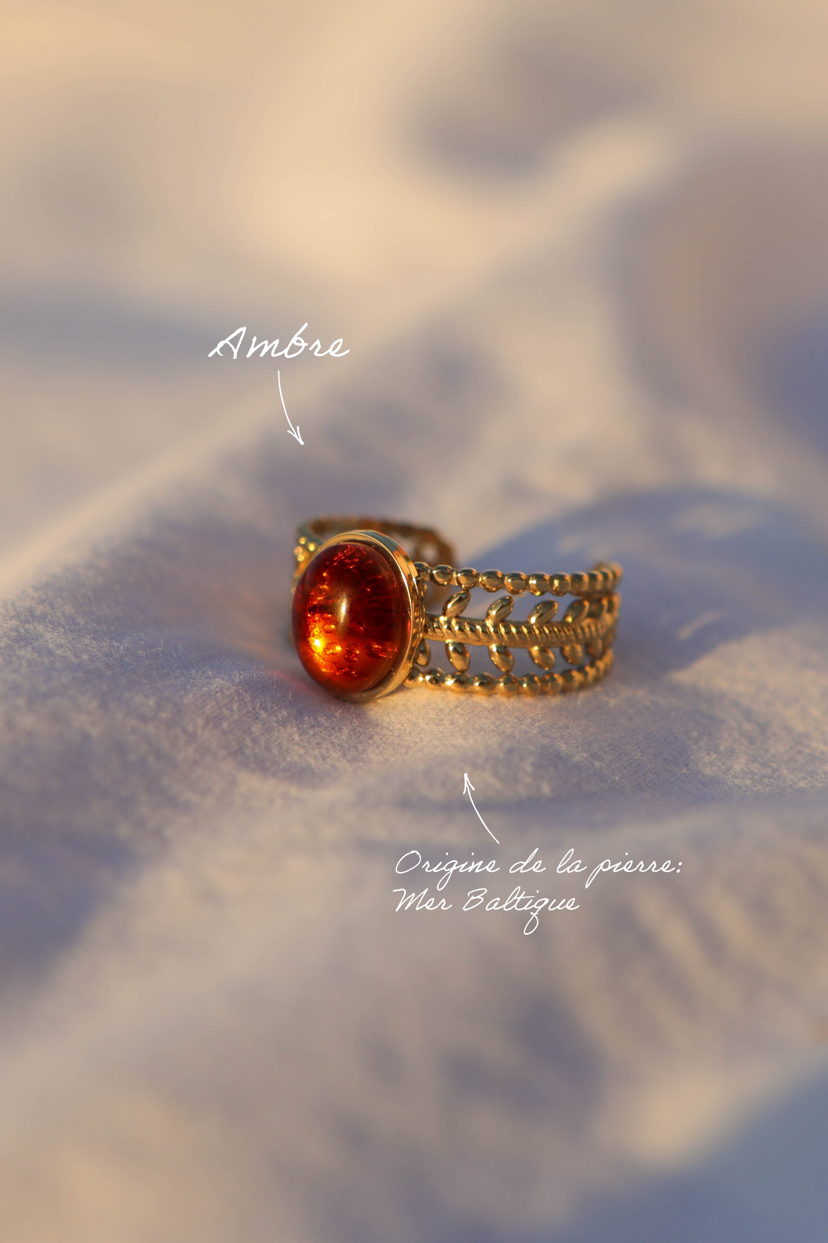 Bague couronne - pierre ovale