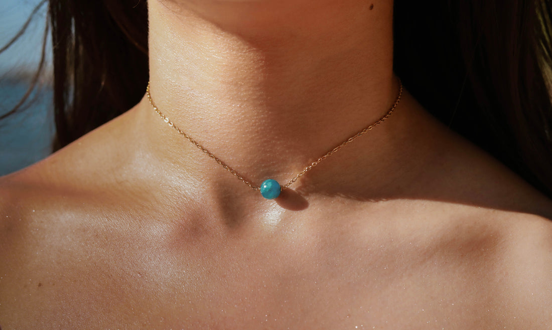 Collier ras de cou - pierre fine boule 8mm