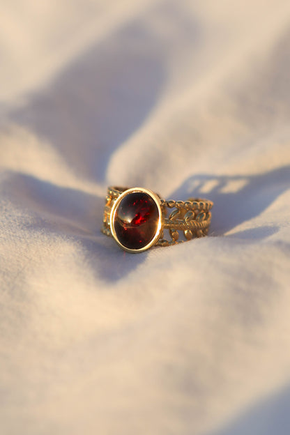 Bague couronne - pierre ovale