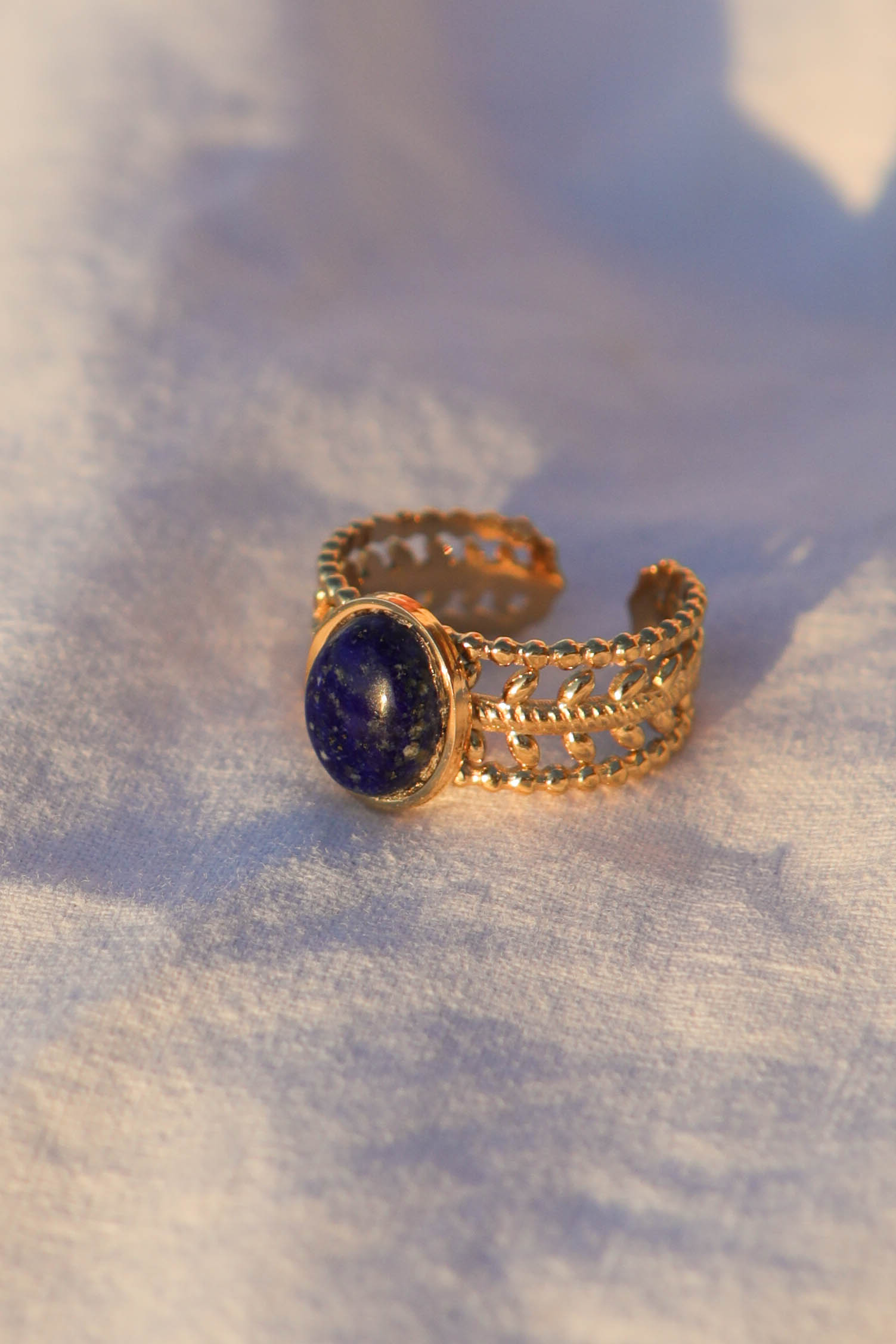 Bague couronne - pierre ovale