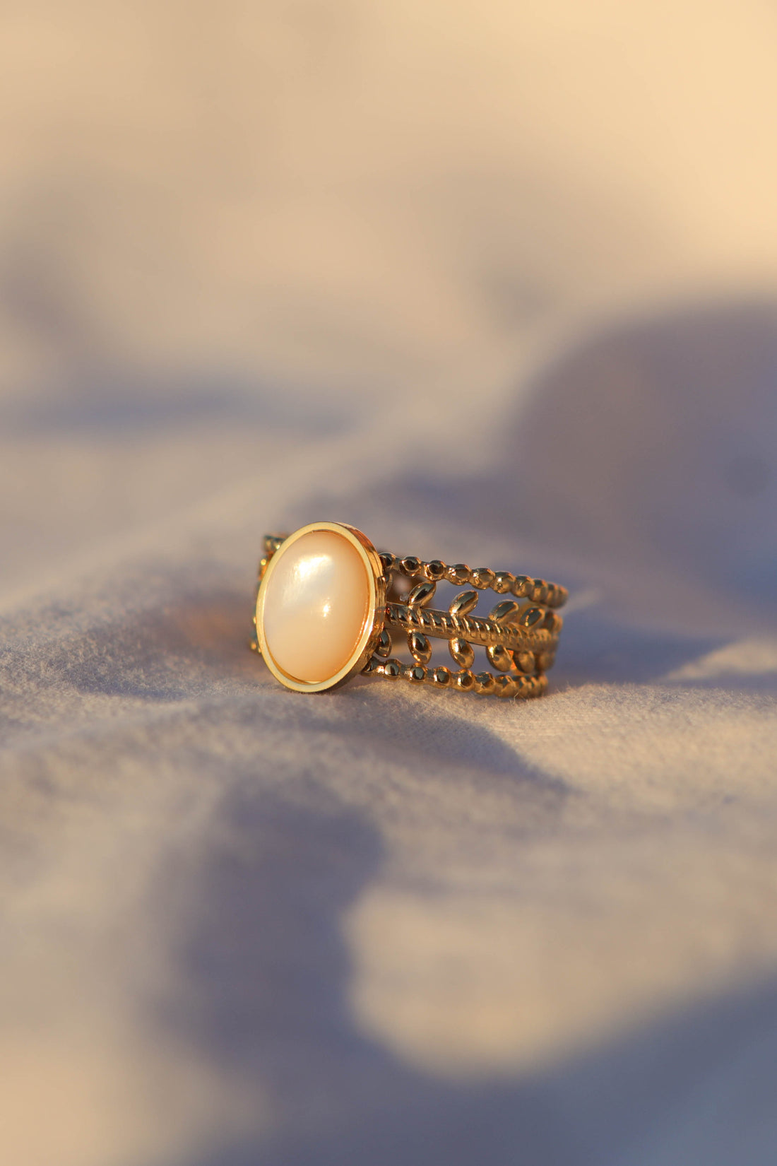 Bague couronne - pierre ovale