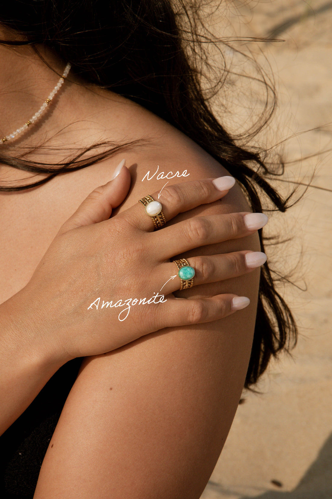 Bague couronne - pierre ovale