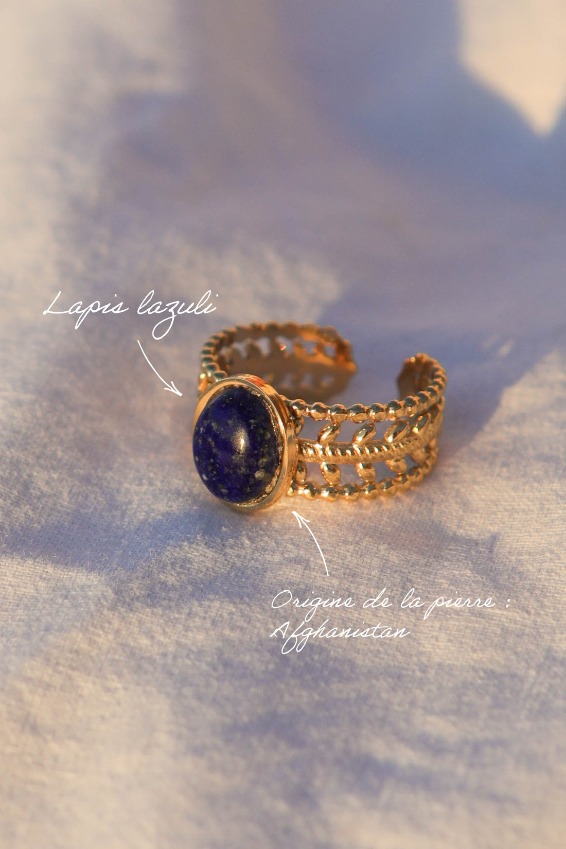 Bague couronne - pierre ovale