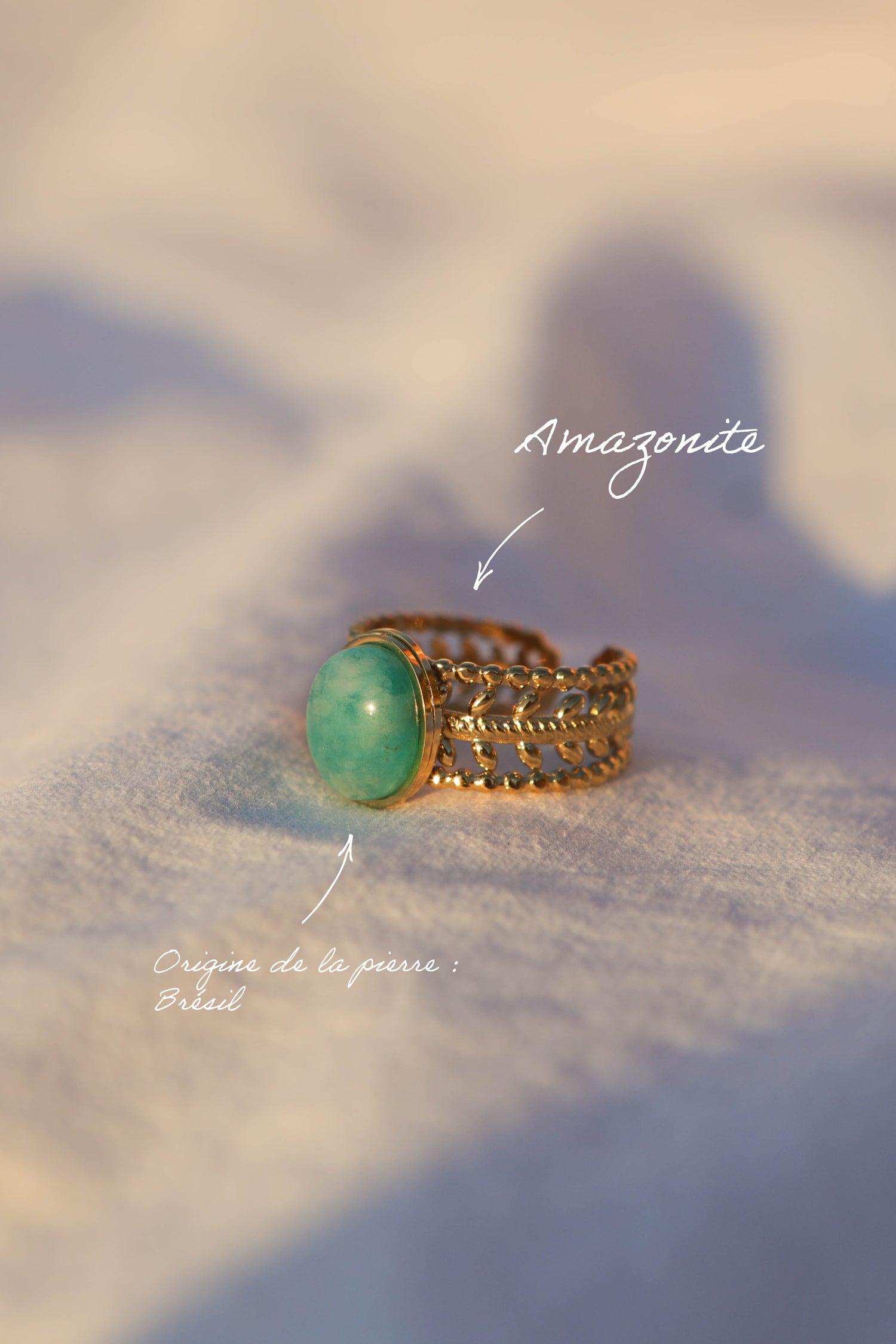 Bague couronne - pierre ovale