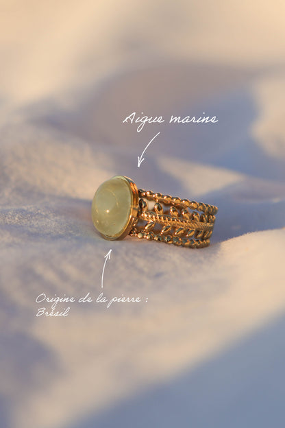 Bague couronne - pierre ovale