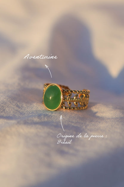 Bague couronne - pierre ovale