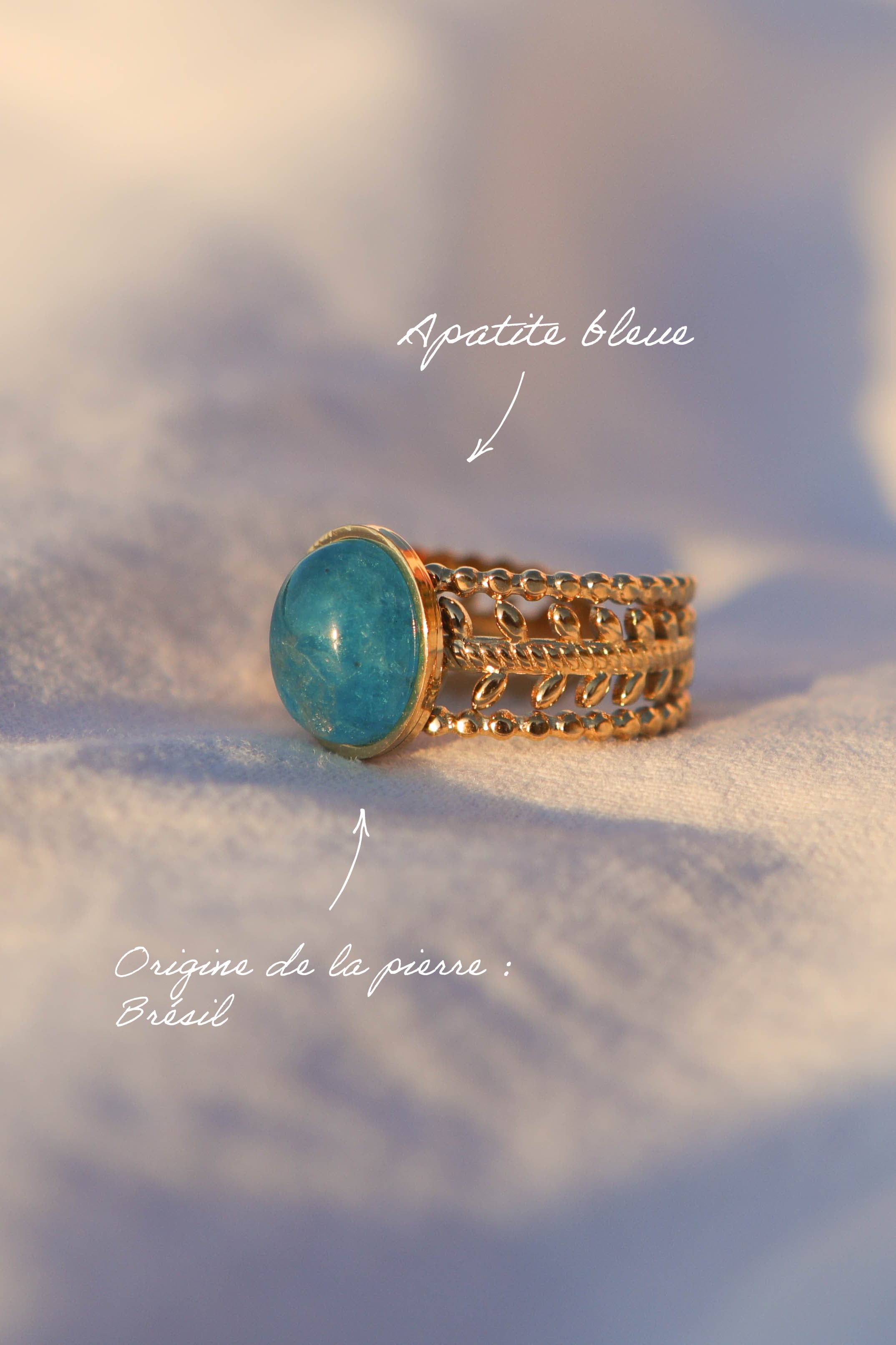 Bague couronne - pierre ovale