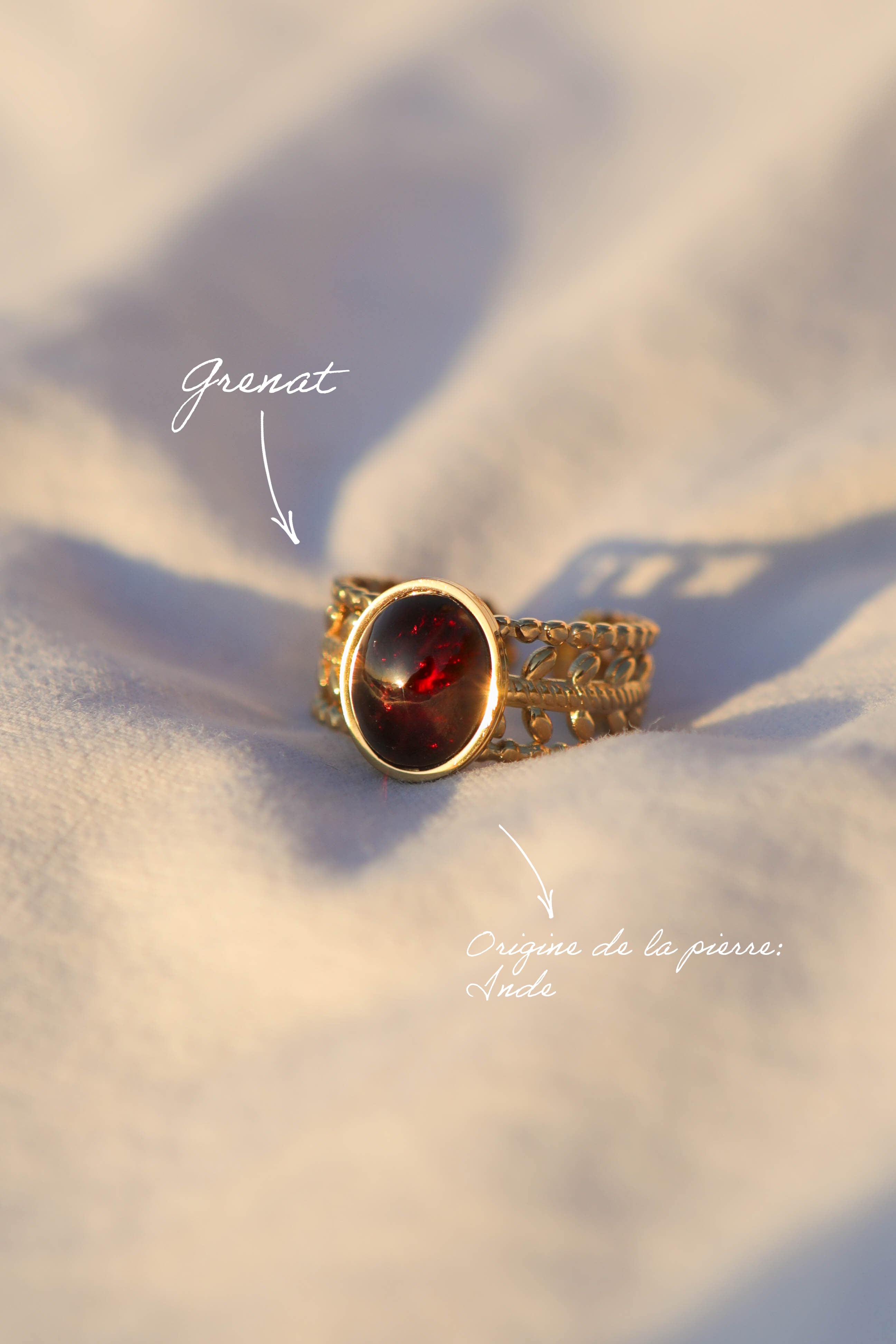 Bague couronne - pierre ovale