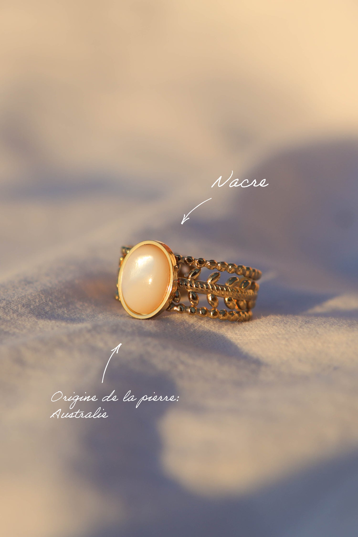 Bague couronne - pierre ovale