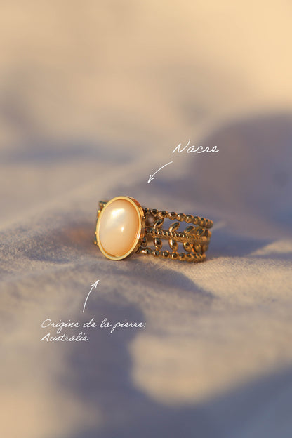 Bague couronne - pierre ovale