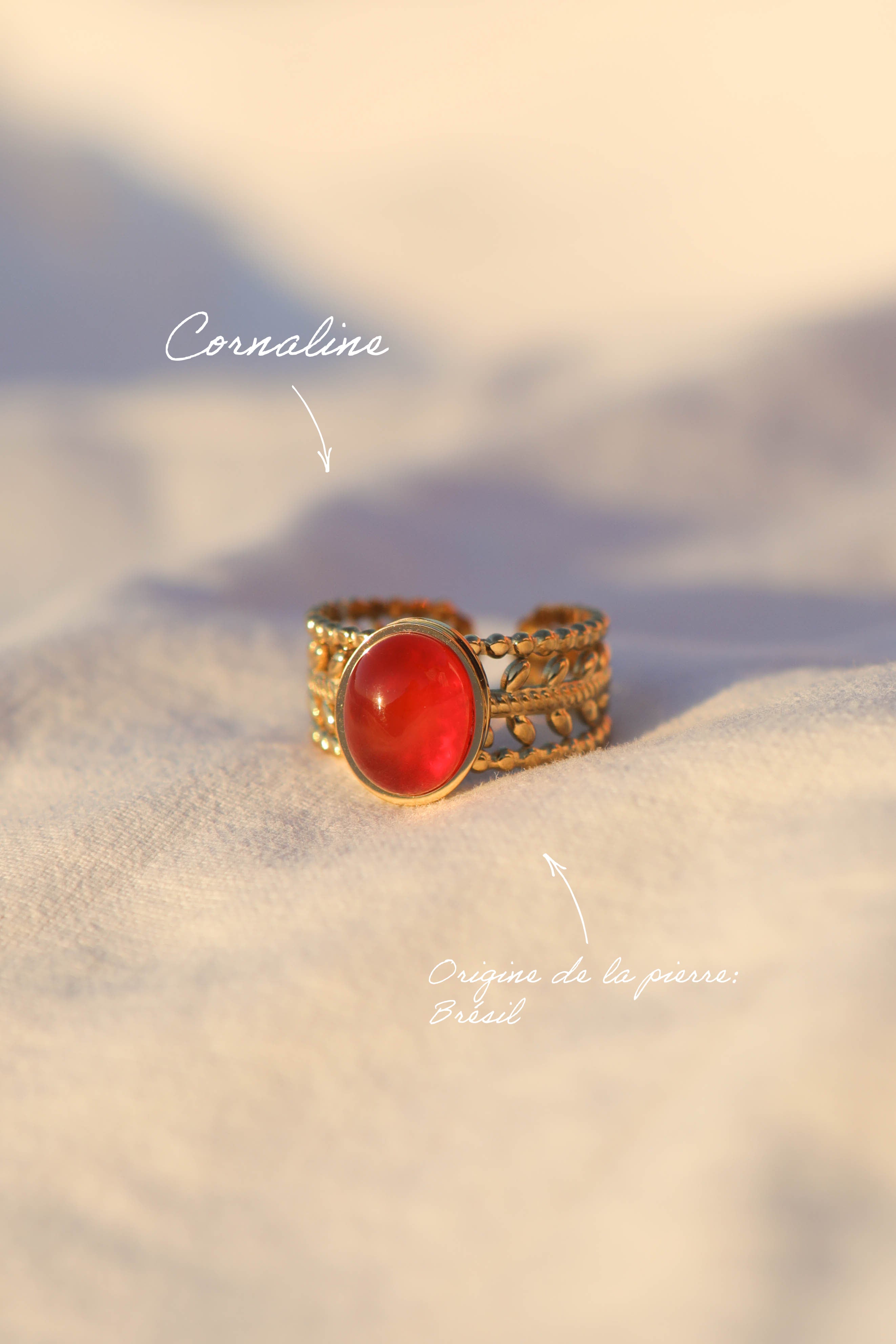 Bague couronne - pierre ovale