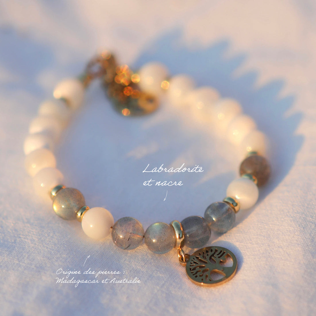 Bracelet pierres fines - boules 6mm