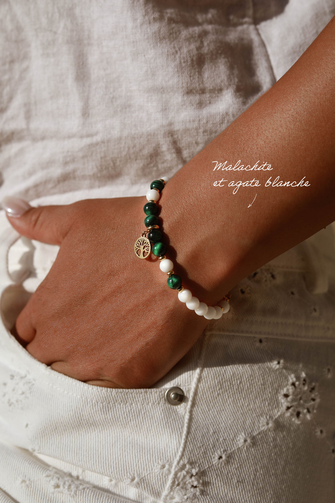 Bracelet pierres fines - boules 6mm