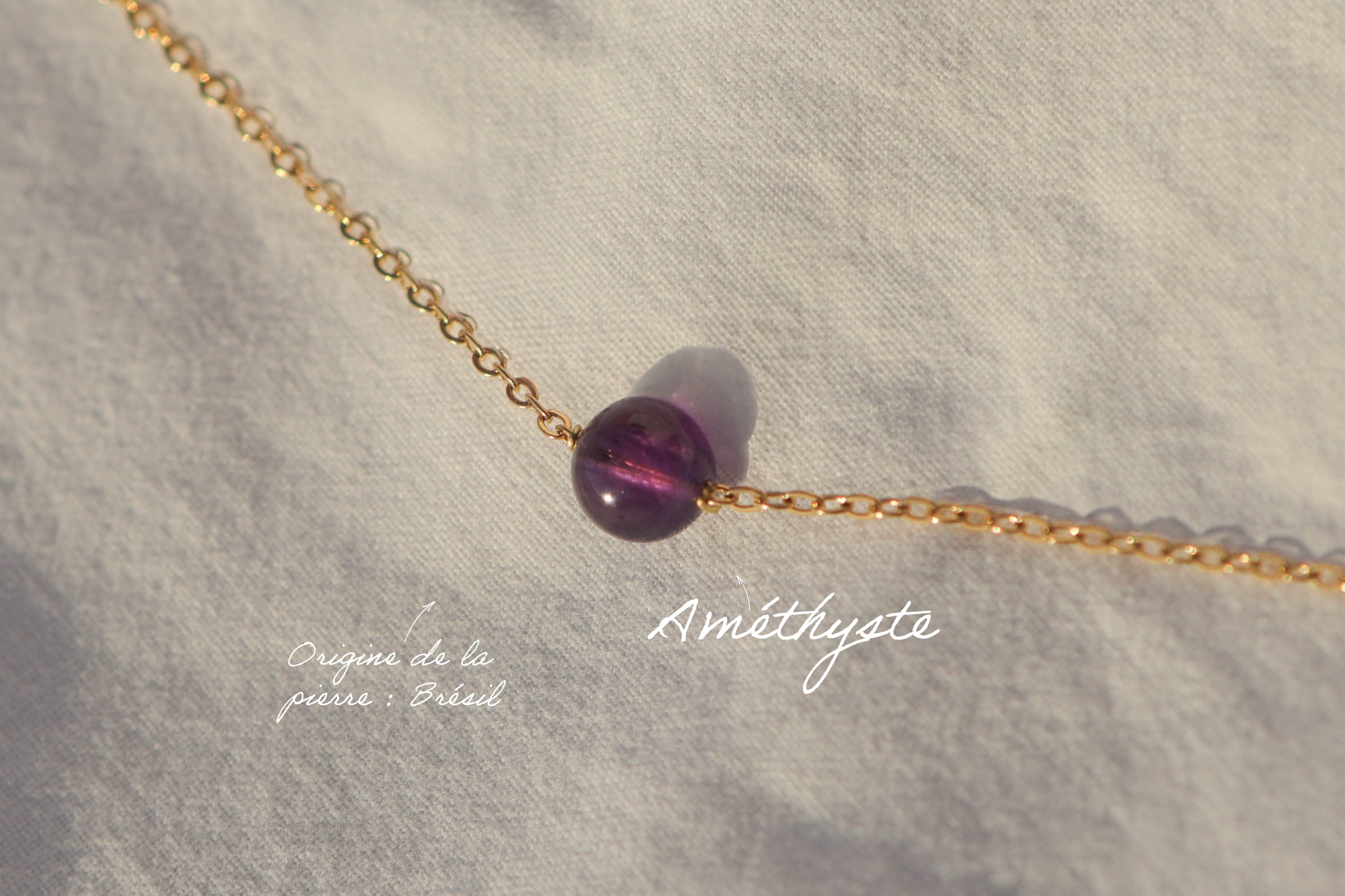 Collier ras de cou - pierre fine boule 8mm